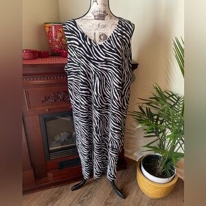 Susan Graver Zebra Print Stretch Dress ~ Tiered Side ~ XL